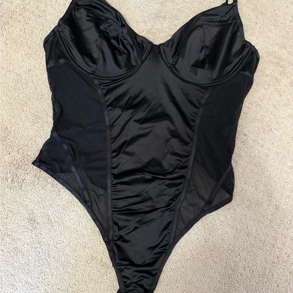 Garage Black Satin Bodysuit